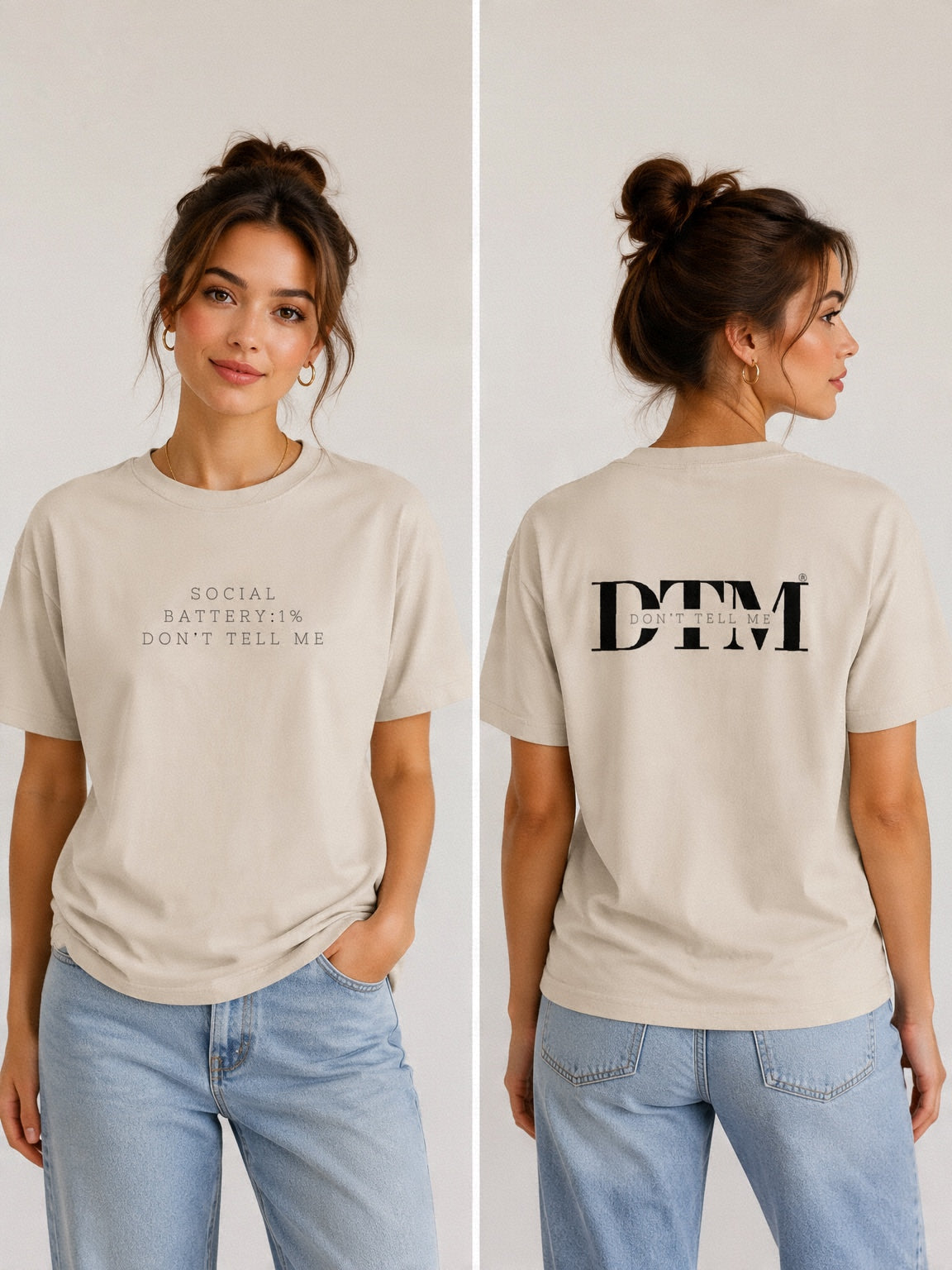 Camiseta "Social Battery: 1% Don't Tell Me"